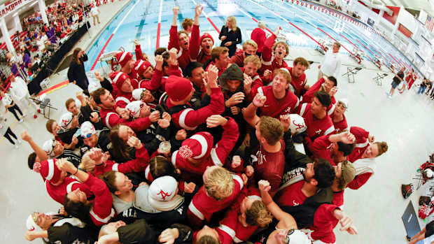 Alabama swimming and diving team after beating LSU, November 5, 2021